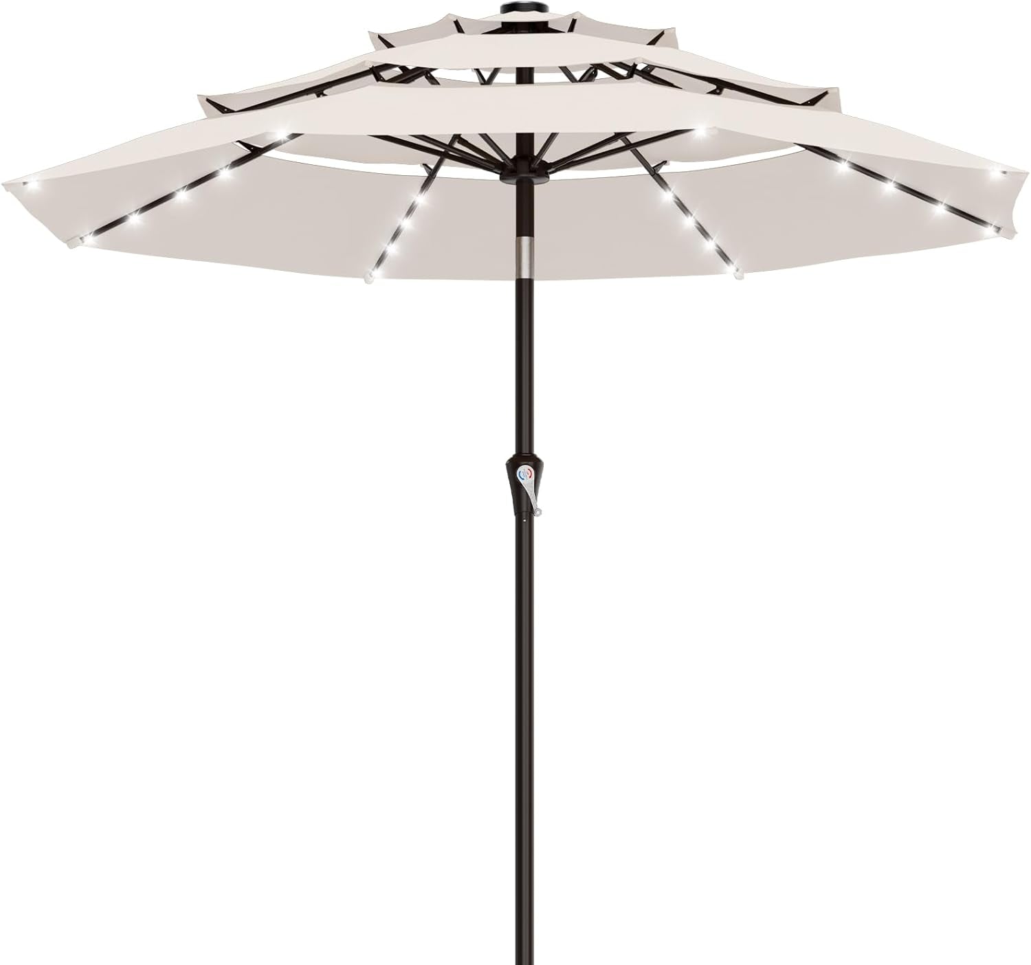 Nine Foot All Weather Patio Umbrella With Solar Lights