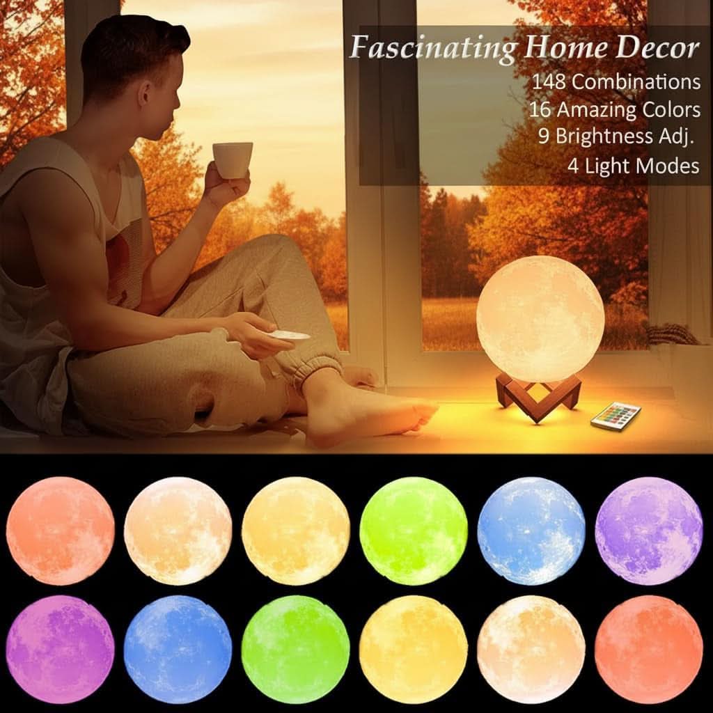 Moon Lamp Seven Point OneInch Sixteen Colors Rechargeable LED