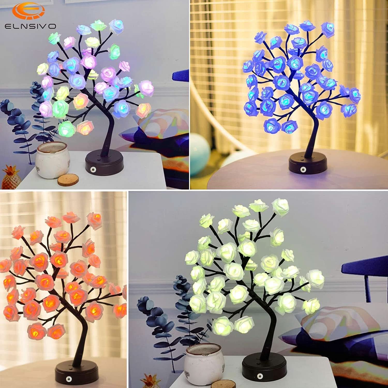 Multi color Rose Tree Table Lamp 18 Colors Decorative