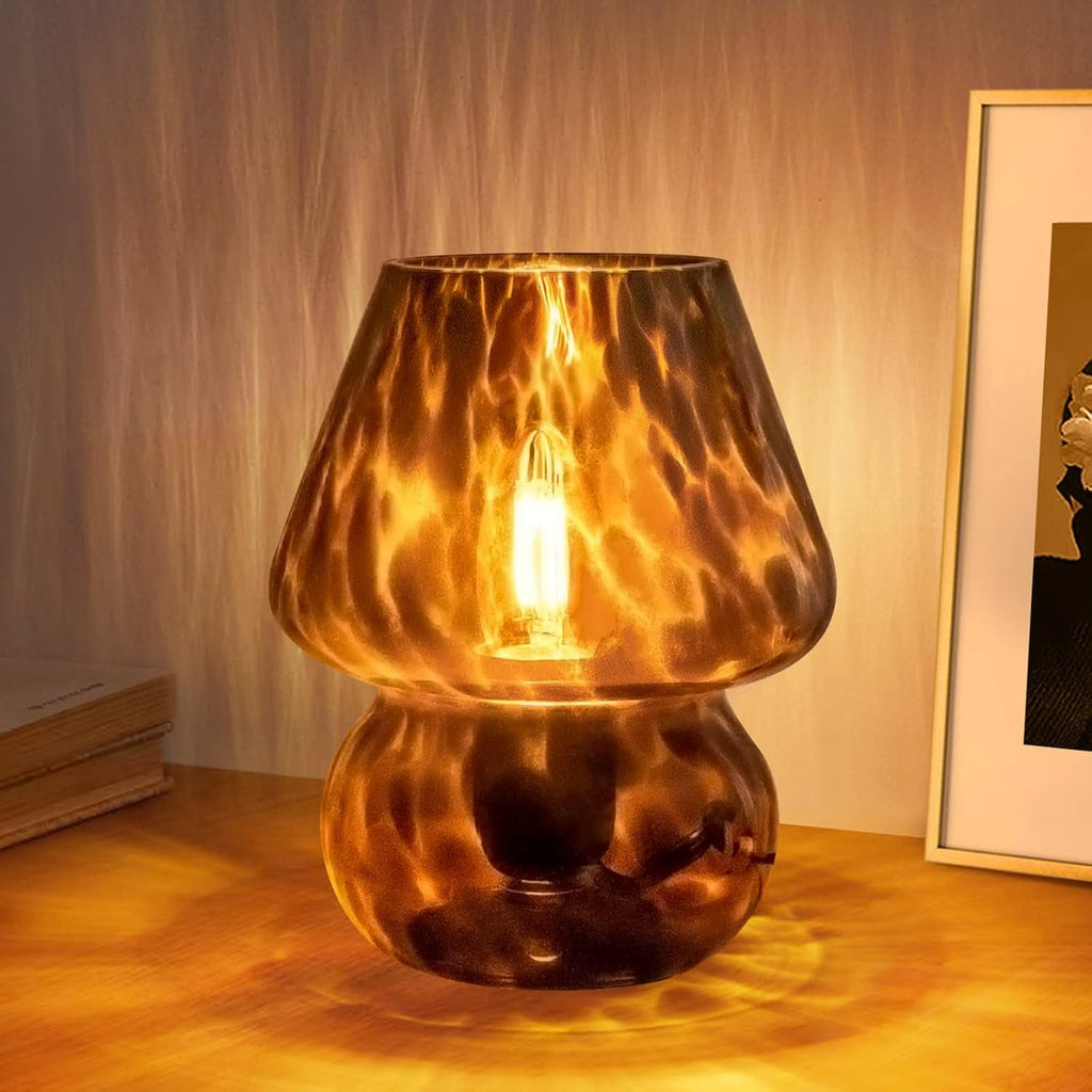 Small Black Murano Mushroom Lamp Stepless Dimmable