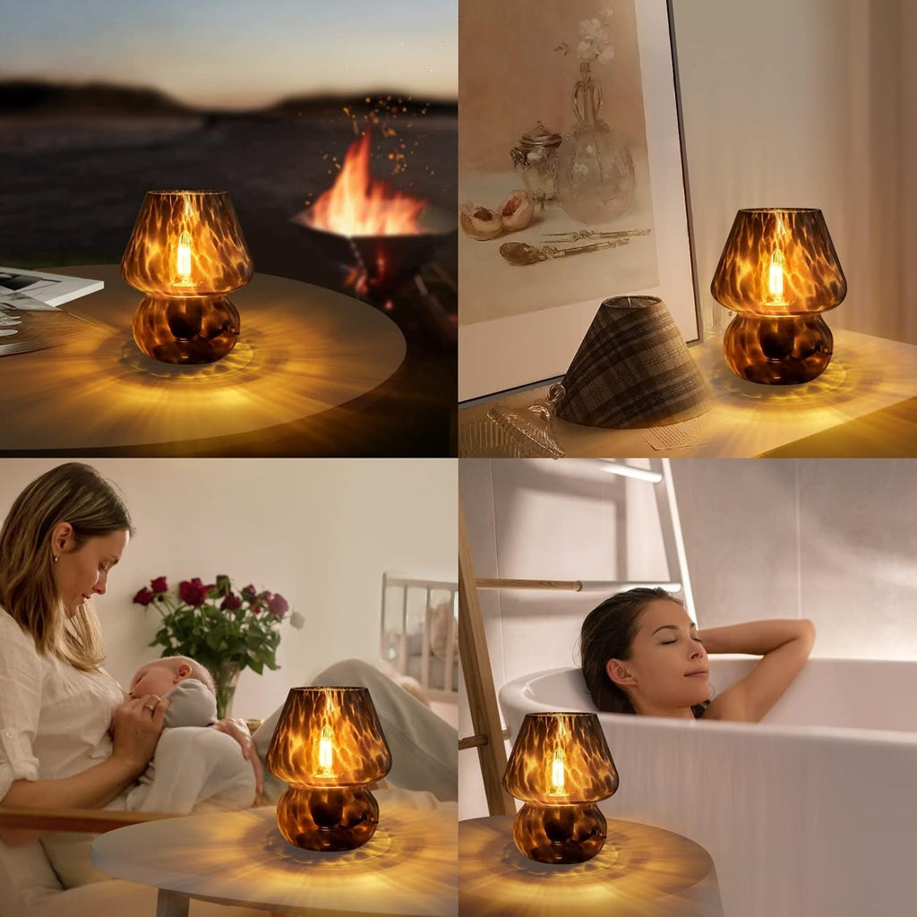 Small Black Murano Mushroom Lamp Stepless Dimmable