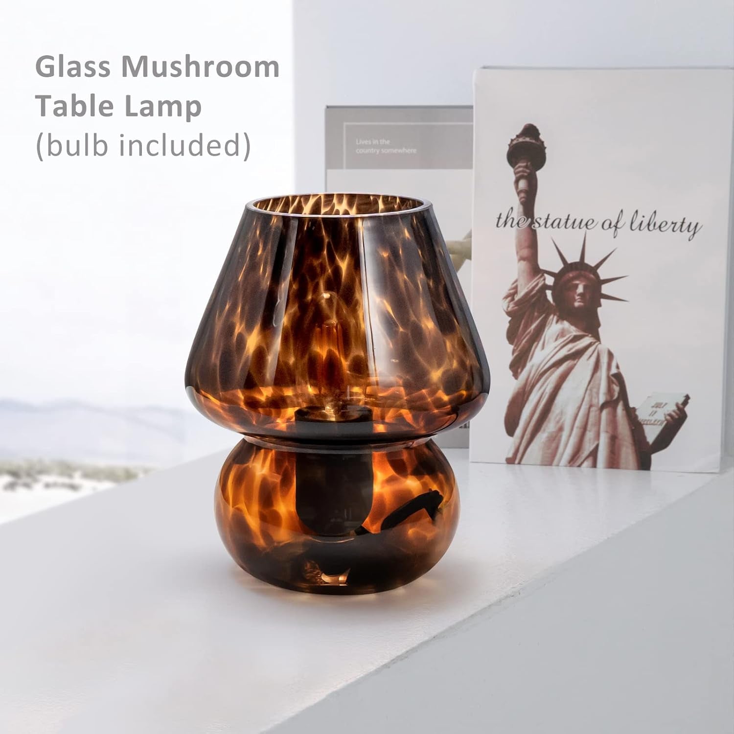 Small Black Murano Mushroom Lamp Stepless Dimmable
