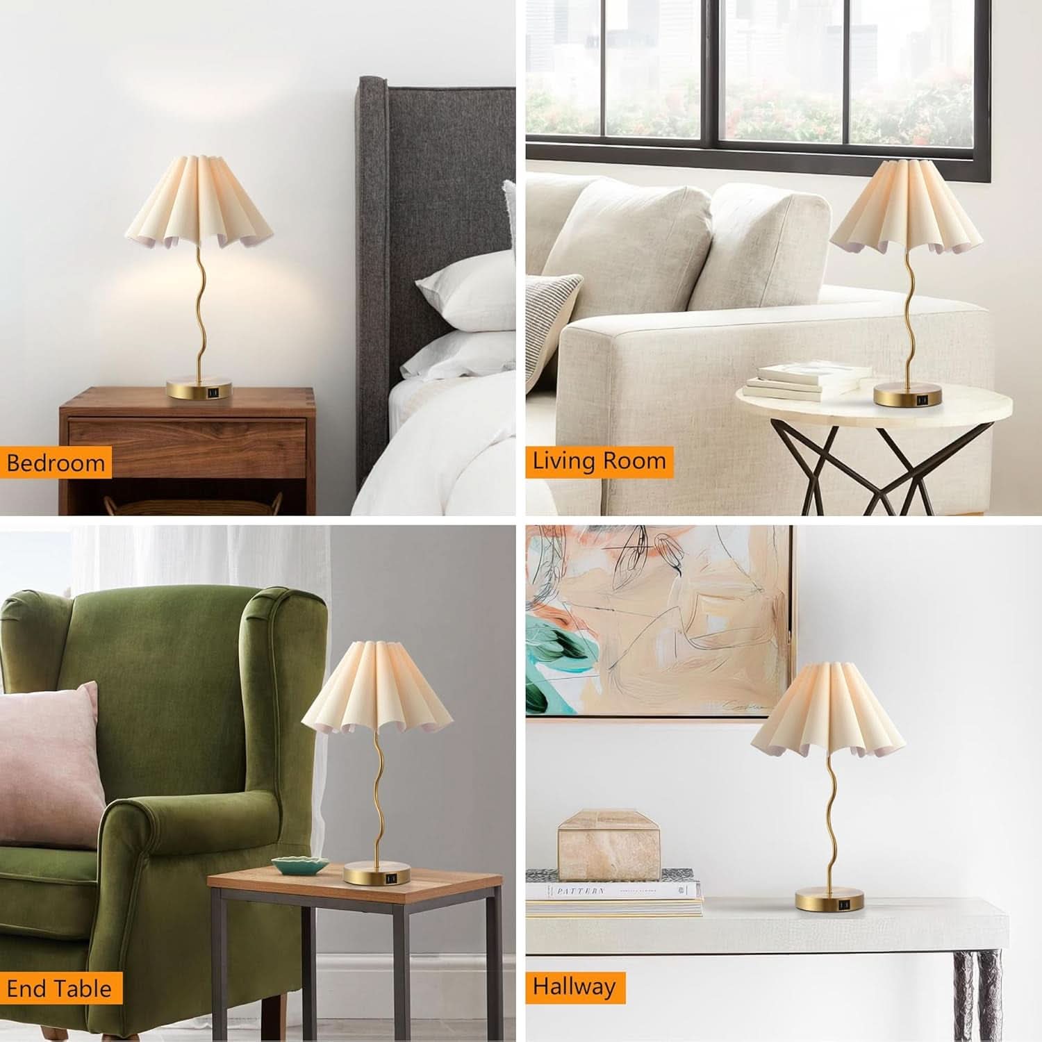 Pleated Linen Table Lamp Modern Bedside Illumination