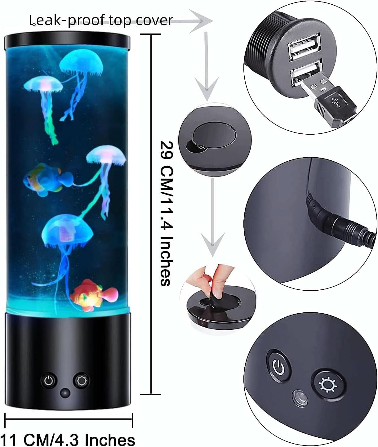 Jelly fish Lamp Multicolor Illumination USB Mood Light