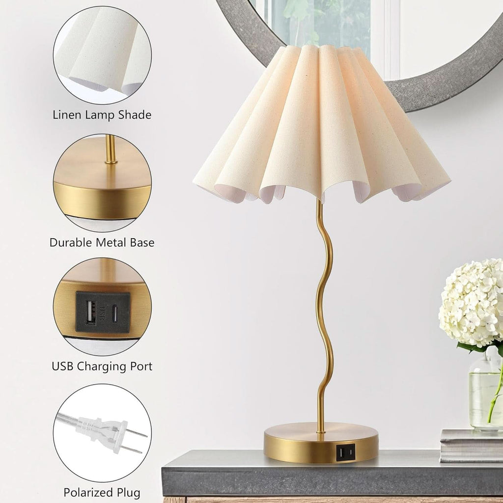 Pleated Linen Table Lamp Modern Bedside Illumination
