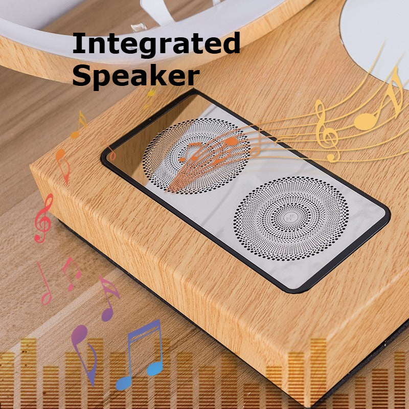 3-in-1 LED Bedside Desk Lamp with 15W Fast Wireless Charger & Speaker, Stepless Dimmable