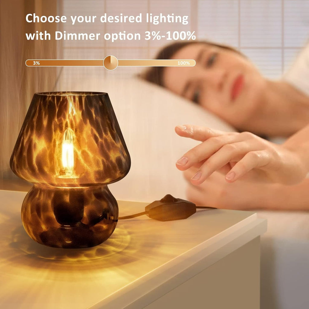Small Black Murano Mushroom Lamp Stepless Dimmable